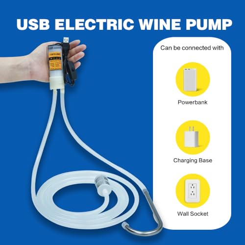 Portable USB Electric auto siphon Self Priming Pump for Bottling Home Brew Beer,Wine, Beverages and Kombucha,Food Grade Water Transfer Pump With 6.5 Feet hose,2L/min,Low Noise - color: Black Button-Switch With Hook