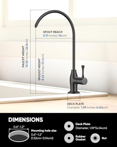 WEWE Vintage Drinking Water Faucet, Lead-Free Stainless Steel Kitchen Water Filter Faucet for Reverse Osmosis System, Non-Air Gap RO Beverage Faucet, Oil Rubbed Bronze - color: Oil Rubbed Bronze, style: Antique