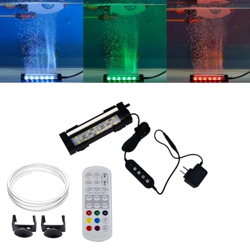Carefree Fish Aquarium 24/7 Mode Timer Submersible LED Light Full Spectrum CRI 82~85 Tank Underwater Light & Nanometer Materials Air Stone 3Ft Tubing Waterproof Rating IP68 (No Included Air Pump) - size: 4Inch