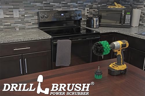 2 Piece Green Medium Stiffness Drill Rotary Cleaning Drillbrushes for Cleaning Kitchen, Cabinet, Counter, Linoleum, and General Purpose Scrubbing by Drillbrush - color: Green