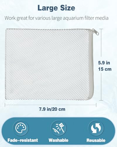 Pawfly 12 Pack Black & White Aquarium Filter Media Bags, Fish Tank Fine Mesh Bag with Plastic Zipper Aquarium Reusable Mesh Bag for Activated Carbon Bio Filter Balls Filter Stones, 7.9" x 5.9" - size: 7.9" x 5.9"（12 Pcs）