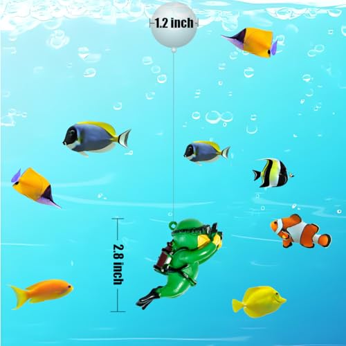 Floating Aquarium Decorations – Diver Fish Tank Floating Decor, Adjustable Floating Fish Tank Accessories for Betta Fish, Cute Aquarium Ornament (Diver Green) - color: Diver Green