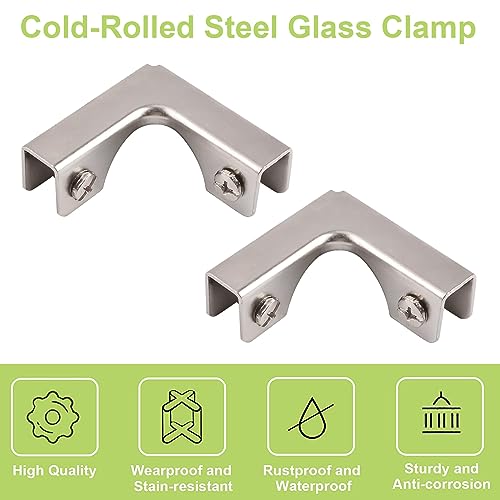 4Pcs Cold-Rolled Steel Glass Clamp 2 Way Glass Connectors Rimless Clip Holder for Fixing or DIY Fish Tank, Wind Guard, Display Cabinet, for 6-10mm Thickness - color: Cold-rolled Steel,for 6-10mm, size: 4 Pieces