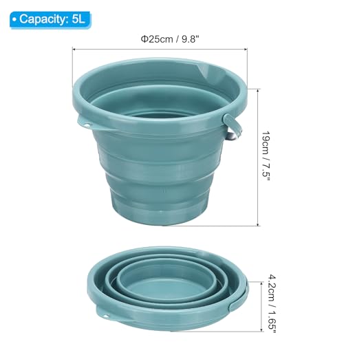 PATIKIL Collapsible Bucket 5L/1.3Gallon, Small Foldable Bucket Portable Plastic Round Tub for House Cleaning Car Washing Camping Fishing, Light Blue - color: Nordic Blue, size: 5L/1.3Gallon