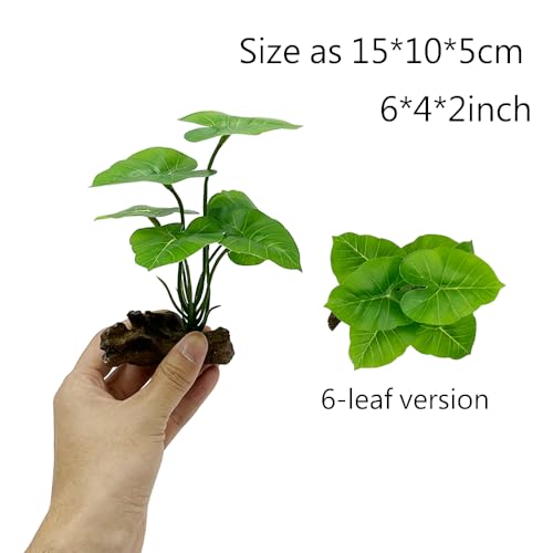 Fish Tank Decor Aquarium Decorations Ornaments Betta Leaf pad Hammock 6inch Plastic Artificial Plant Goldfish Fish Hides Small Tank/Reptiles Plants Driftwood (Green-Type-A-Set) - color: Green-type-a-set