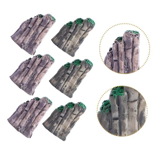 BESPORTBLE 6Pcs Mini Resin Rockery Decoration for Fish Tank Realistic Micro Landscape Statues Aquarium Decor Moss and Detailed Features