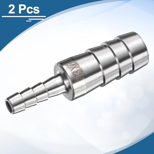 uxcell 1/2" to 1/4" Hose Barb Reducer Pipe Fitting 304 Stainless Steel Adapter Fluid Exchanger Connector for Water Oil Fuel Gas Pipe Connections 2pcs - size: 1/2" to 1/4"