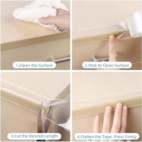 Clear Edge Protector Strip, 0.8in x 16.4FT, Sharp Edge Wrap Cover Tape, Self Adhesive Protective Bumper Guards for Cabinet Door Desk Glass Table Bed Furniture, Kitchen Countertop, Waterproof - size: 1 Pack x 0.8in x 16.4FT