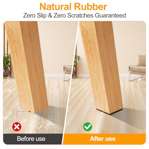 CHUNZEXI Non Slip Rubber Furniture Pads & Grippers, Self Adhesive Round Floor Protectors for Chair & Table Legs and Feet, 1.5 Inch, 32 Pack, Square - size: 1.5 inch 32 Square