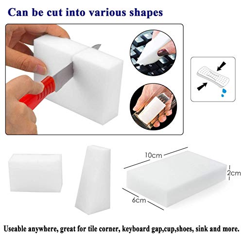 Magic Sponge Eraser, 50 Pack Melamine Sponge Sheets Foam in Bulk, All-Purpose Large Kitchen Dish Cleaning Pads, White Nano Scrub Non-Scratch Cleaner for Household, Bathroom, Wall - size: 50
