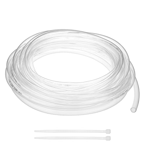 M METERXITY Vinyl Tubing 10mm ID x 12mm OD 30ft Flexible Plastic Tube with 2 Hose Ties, Lightweight Hybrid PVC Hose for Water Gardening/Airline/Aquarium Tubing [Clear] - size: 10mm ID x 30ft