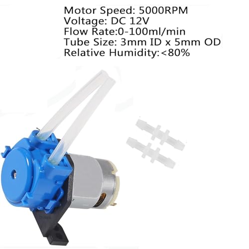 12V DC Dosing Pump Peristaltic Dosing Head Low Flow Peristaltic Pump with Connector and 5M 3mmx5mm Tube(L-Shaped Board) - size: L-shaped Board