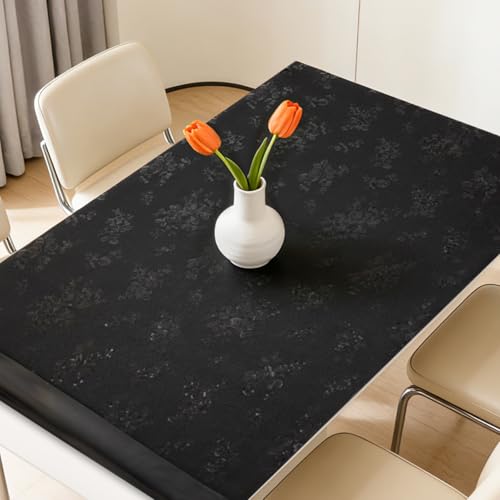 Floral Table Cover Protector Table Craft Mat, 36 x 60 Inch Upgraded 2.0mm Thick, Floral PVC Table Top Protector for Dining Room, Waterproof Black Desk Pad Mat, Easy to Wipe & Cut - size: 36" x 60" (Rectangular)