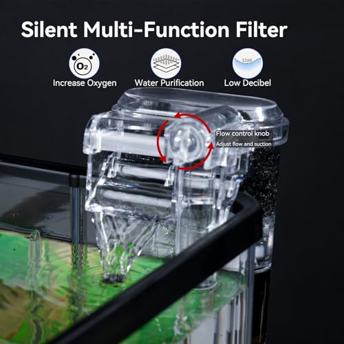 1.5 Gallon Aquarium Starter Kits - Plastic Fish Tank Kit Clear Beta Fish Tank Small with Filteration Oxygenation, Water Circulation, Lighting - Beginner's Gift for Guppy, Shrimp, Goldfish - size: Tall fish tank