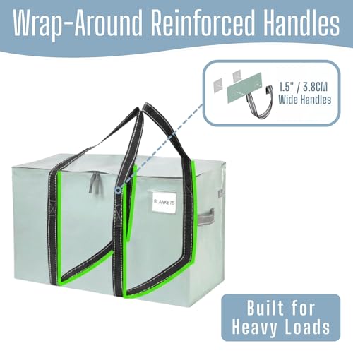 VENO 4 Pack Heavy Duty Moving Bags, Extra Large Storage Bags with Reinforced Handles & Strong Zippers, Foldable & Reusable Moving Box Alternative for Clothes & Dorm Storage - color: Shiny Light Green, size: 4 Pack