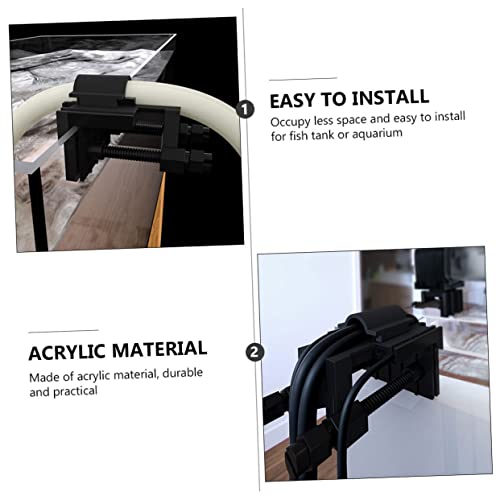 Veemoon 2pcs Multifunction Acrylic Hose Holder Clips for Aquarium Easy to Install Organize Cables and Tubing for Fish Tanks