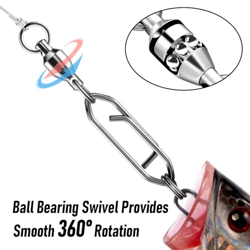 Alwonder 30-Pack Fishing Speed Clips Quick Change Snap Swivels, Ball Bearing Swivel Power Clips Fishing Snap Swivels Freshwater Saltwater Crankbait Popper Lures Quick Snaps Connectors Tackle - size: Size 1+S (44LB) 30pcs