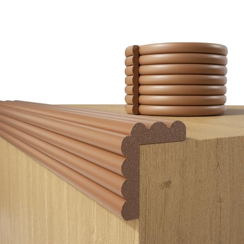 Baby Proofing Wall Corner Protector,Edge Guard Corner Protector,6.56ft Thinken Soft Corner Protectors Pre-Taped Soft Rubber Foam Edge Cushion for Furniture (Brown-L, 6.56Ft x 7.8" W x 0.47" Th) - color: Brown-l, size: 6.56Ft x 7.8"W x 0.47"Th