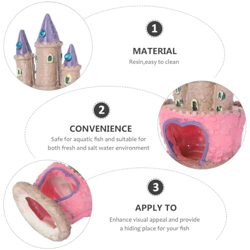 Didiseaon Castle Fish Tank Ornament Aquarium Decoration with Hidden Cave Resin Landscaping Castle Model for Fresh and Saltwater Fish Tanks 4.52X2.95X2.36 Inches