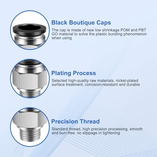 12 Pcs Push to Connect Fittings 1/2 Inch Tube OD x 1/4 Inch NPT Thread Pneumatic Male Straight and Elbow Quick Connect Air line fittings - size: 1/2"OD x 1/4"NPT