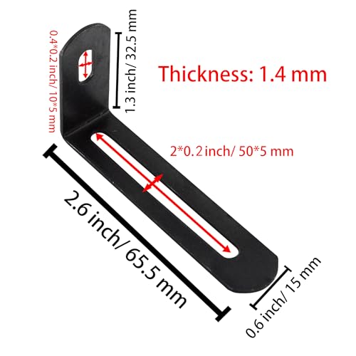 2.6"x1.3"x0.6"Adjustable Right Angle Brackets Metal L Bracket Heavy Duty 90 Degree Corner Fastener L-Shape Corner Brace Support Black Shelf Bracket , 10Pcs - size: 2.6"x1.3", style: BLACK/10PCS