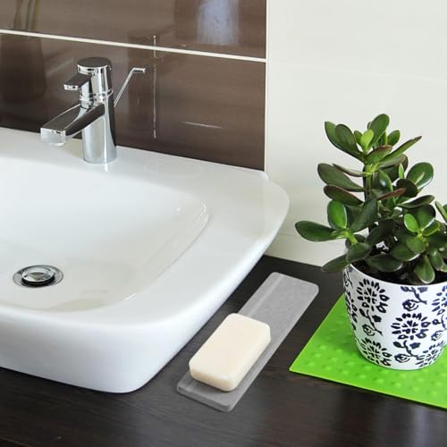 Cabilock 2pcs Quick-Drying Wash Mats for Bathroom Diatomite Mat Non-Slip Soap Holder - color: Grey