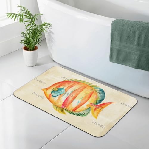 Colorful Aquarium Fish Bath Mat Diatomaceous Quick Drying Shower Mat Non-Slip Super Absorbent Mat 24''x16'' - color: Pattern-8