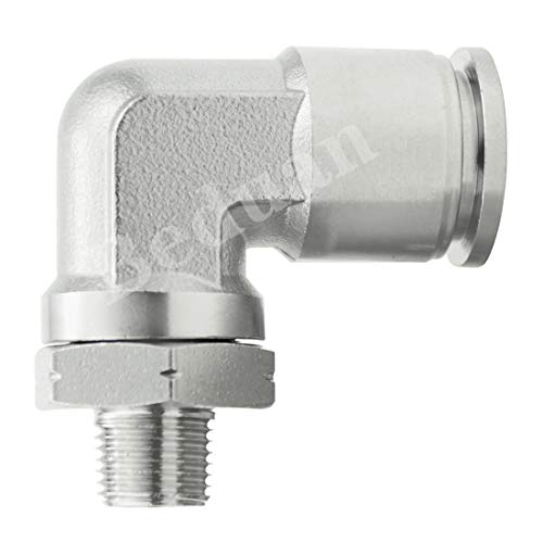Beduan Push to Connect Fitting Elbow, 3/8" Tube OD x 1/8" NPT Male 90 Degree Elbow Adapter 304 Stainless Steel Air Union Fitting - size: 3/8"Tube OD-1/8"NPT, style: 1Pc