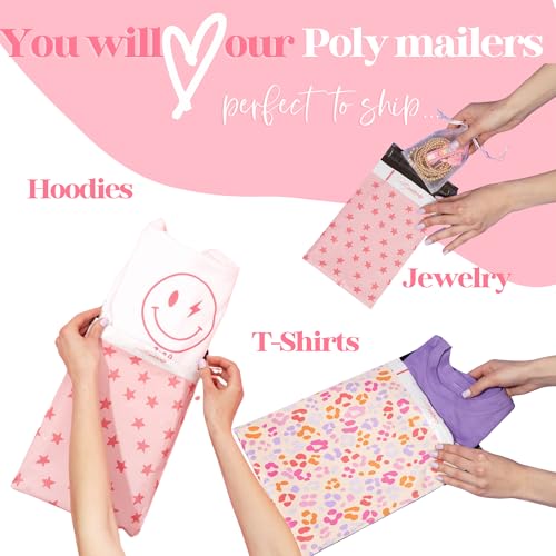 Pretty Package Store 6x9 Designer Poly Mailer 100 Pack Heavy Duty Waterproof Self Seal Shipping Bags for Small Business Large Mailing Envelopes Bulk Tear Resistant Packaging Blue Bows - color: Blue Bows, size: 6x9