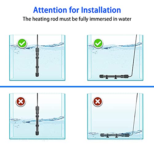 YOFOTHS Adjustable Mini Aquarium Heater3-5 Gallons Submersible Small Fish Tank Heater 25W Digital Display Thermostat External Temperature Controller (25W) - size: 25W