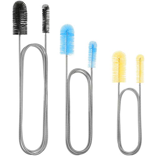 Patelai 3 Pieces Aquarium Filter Hose Brush Stainless Flexible Tube Cleaning Long Brush Double-Ended Bent Pipe Cleaner Steel Spring for Lab Fish Tank Aquarium, 3 Color(61.02 inches, 78.74 inches) - size: 61.02 inches, 78.74 inches