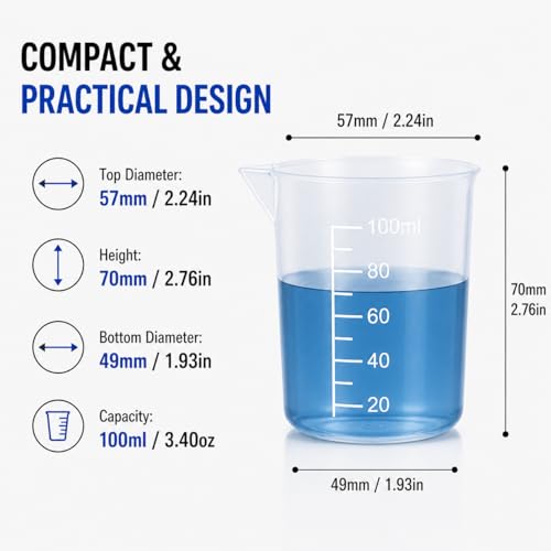 4 Pcs 100ml/3.4oz Plastic Graduated Cup Clear Measuring Cup Multipurpose Mixing Cups for Kitchen Cooking Medicine Measure Tool - size: 4 Count, 100 ml