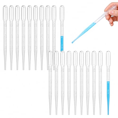 ovsor 50PCS Plastic Disposable Transfer Pipettes, 3ml Calibrated Pipette Dropper for Essential Oils, Science Laboratory, DIY Art, Make up Tool
