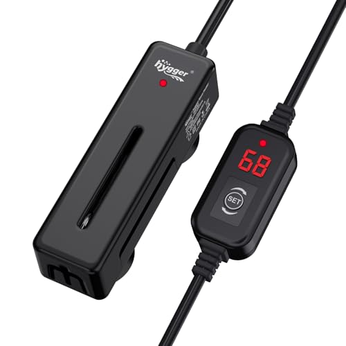 hygger Mini Fish Tank Submersible Heater 20W for 1-5 Gallons Desktop Betta Aquarium Heater with Digital Display Controller Adjustable Temperature - size: 20 Watt