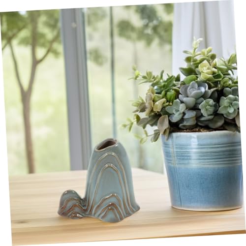 Zerodeko Ceramic Mini Mountain Fish Tank Landscape Decoration Versatile Bonsai Decor for Home Office Zen Garden Accessory Multiuse Brush Holder for