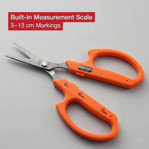 Saboten Stainless Steel Straight Blade Trimming Scissors Orange PT-12 160mm Precision Gardening Bonsai and Floral Shears Made in Japan - color: Orange, size: Stainless Steel Straight Blade