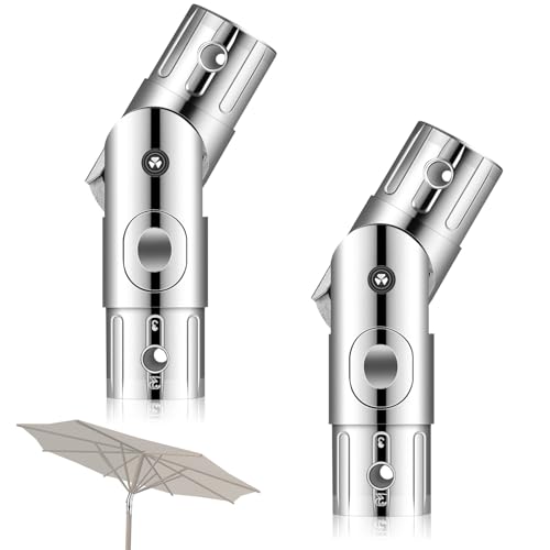 2 Pcs Patio Umbrella Pole Replacement Parts Outdoor, Fits for 1.5 Inches Diameter, Wear Resistant Push-Button Tilt Adjustment Metal Parasol Mounting Bracket Accessories for Yard Deck Balcony Garden
