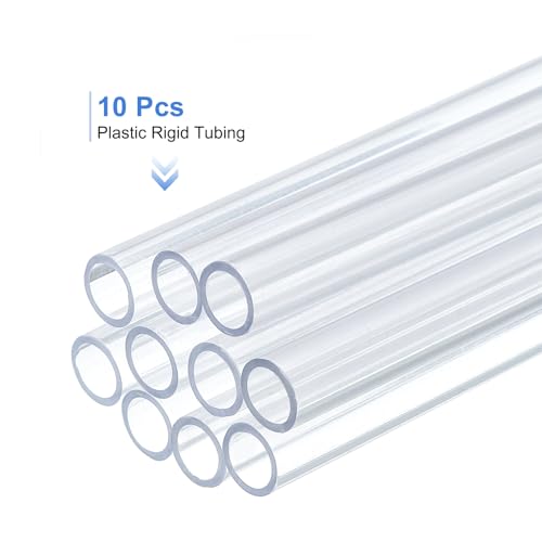 uxcell 10 Pcs Clear Plastic Rigid Tubing 6mm ID x 8mm OD, 0.5 Meters Length Round Polycarbonate Tubing for Aquarium Water Pipe, Water Cooling System, Plumbing - size: 6mm x 8mm
