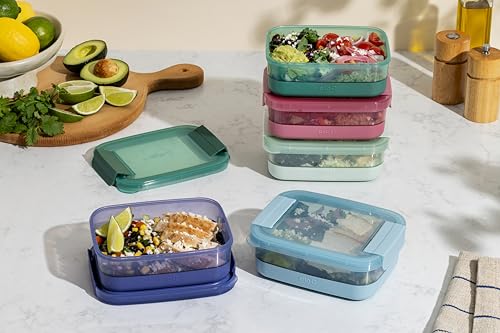 Ello Plastic Meal Prep Set BPA Free Plastic Food Storage Container with Silicone Boot and Airtight Lids, Dishwasher, Microwave, and Freezer Safe. - style: 3.7 Cup Meal Prep Everest