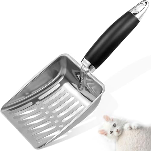 Cat Litter Scoop -Stainless Steel Cat Litter Scoop-Sturdy Mesh Scooper - Upgrade Mesh Shovel-Easy to Clean - Suitable for Cat Litter Box -Black-More - color: Black-More, size: M