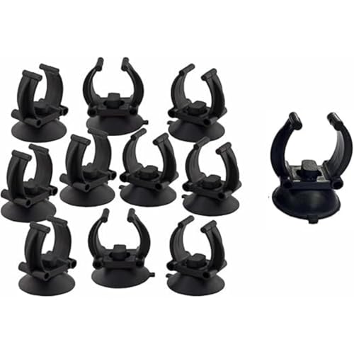 10Pcs Aquarium Suction Cup Clips, 18-22mm, Black, Universal Fish Tank Holders for Heaters, Pumps, Filters and Hood
