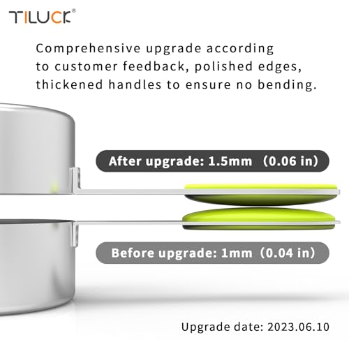 TILUCK Nesting Measuring Cups and Spoons Set, Stainless Steel with Soft Silicone Handle – Heavy Duty & Dishwasher Safe for Measuring Dry/Liquid Ingredients, Ideal for Cooking & Baking (10)