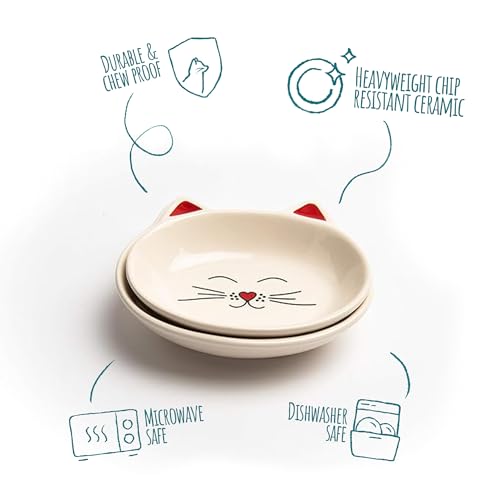 Park Life Designs Oscar Cat Dish - Feeding Bowls - Cat Shaped Food and Water Bowls for Cats (Cream) - color: Cream