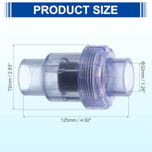 uxcell UPVC Check Valve, 32mm ID Single Union Check Valve Fit 1" OD Pipe DN25 Slip Swing No-return Valve for Backflow Prevention, Clear - size: 1 Inch