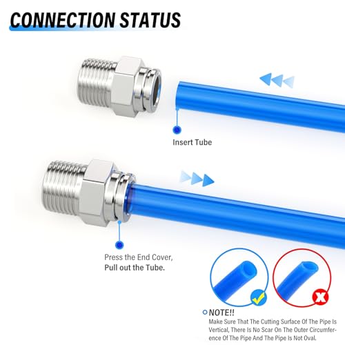 TAILONZ PNEUMATIC 304 Stainless Steel Male Straight 3/8 Inch Tube OD x 1/4 Inch NPT Thread Push to Connect Fittings PC-3/8-N2 (Pack of 2) - size: 3/8''OD 1/4''NPT