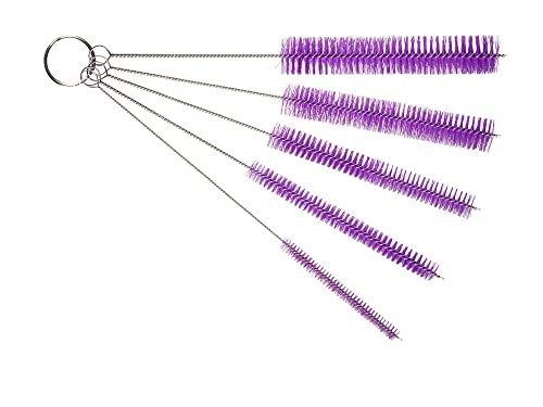 10" Tube Brush Set - 5-Pack Large Appliance Cleaners Purple | 8mm to 24mm large brush heads, Heavy duty nylon bristles, Easily clears gunk from narrow plumbing lines and drains - color: Purple, size: Large 5 Pack (8mm 12mm 16mm 20mm 24 mm)