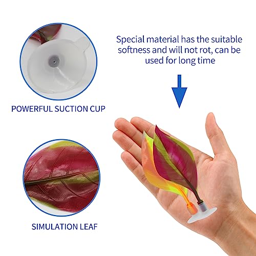 WishLotus Betta Leaf Hammock, 2 PCS Realistic Silicone Betta Leaf Pad for Betta Spawning Resting Colourful Betta Leaf with Sucker for Fish Tank Plant Accessories Decorations Aquarium Ornaments (2, B)