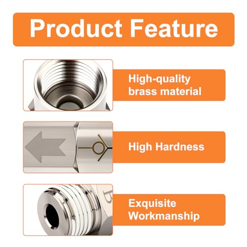 GASHER 2Pcs One-Way Non-return Check Valve 1/4" Male x 1/4" Female Thread, Prevent Water Back-flow - size: 0.25 Inch