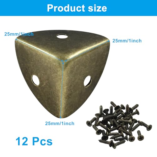 12 Pcs Metal Corner Protectors Bronze Edge Guard Furniture Edge Corner Cover Angle Corner Brackets with Mounting Screws for Box Table Cabinet(1"x1"x1") - size: Bronze,1 inch,12pcs