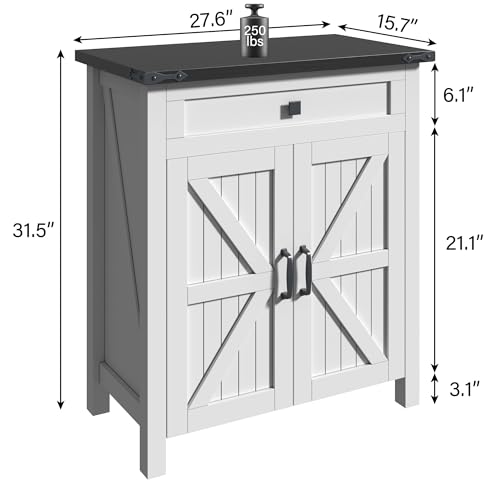 kepptory 20 Gallon Fish Tank Stand with Power Outlets, Farmhouse Decorative Aquarium Stand Furniture with Adjustable Shelves, 10-20 Gallon Reptile Turtle Tank Stand with Cabinet Storage (White, 20GL) - color: White, size: 27.6"L x 15.7"W x 31.5"H